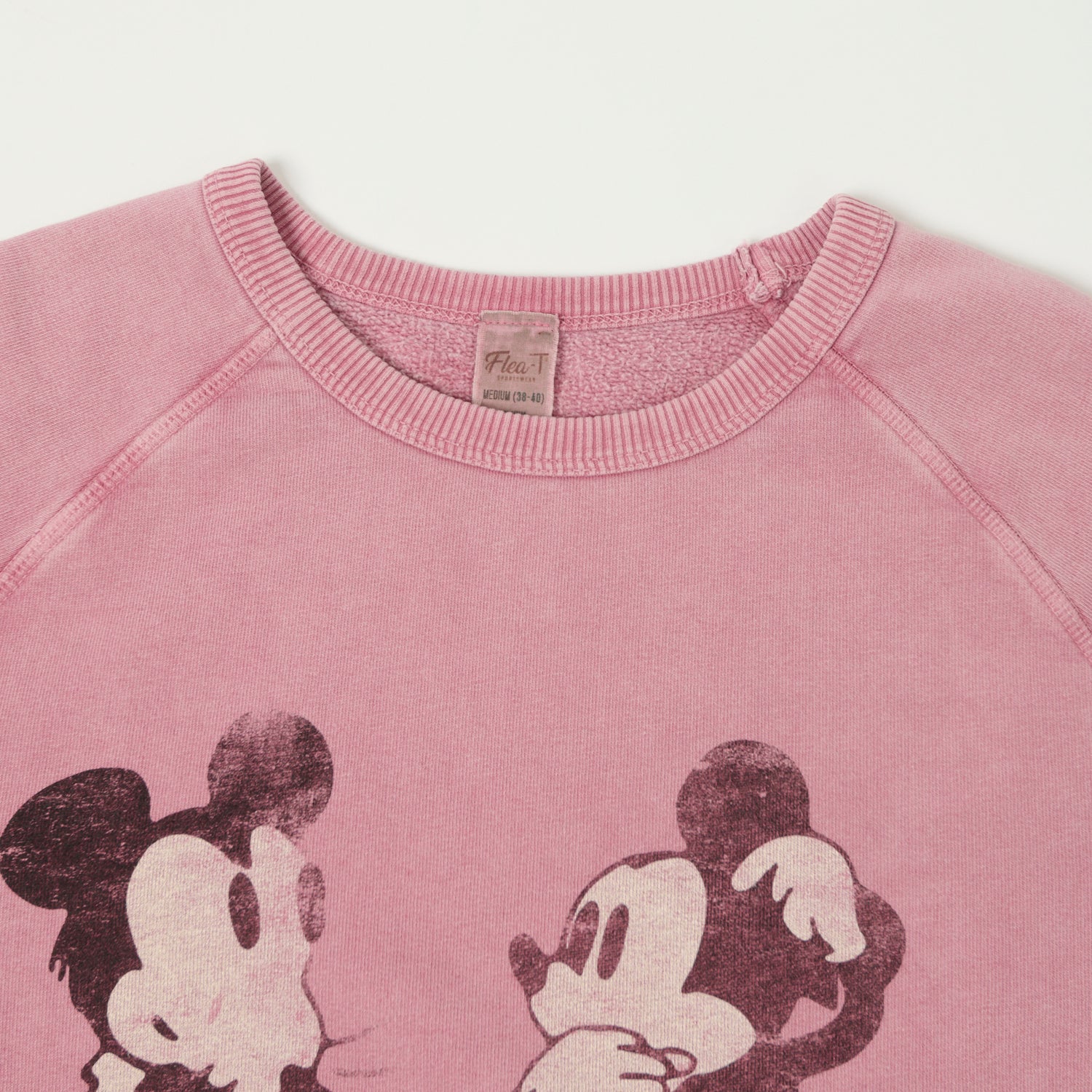 Vintage 1950s Mickey Mouse Evolution Flea T Raglan Sweatshirt - Pink | Retro Disney Graphic Tee for Casual Wear & Disney Fan Gifts