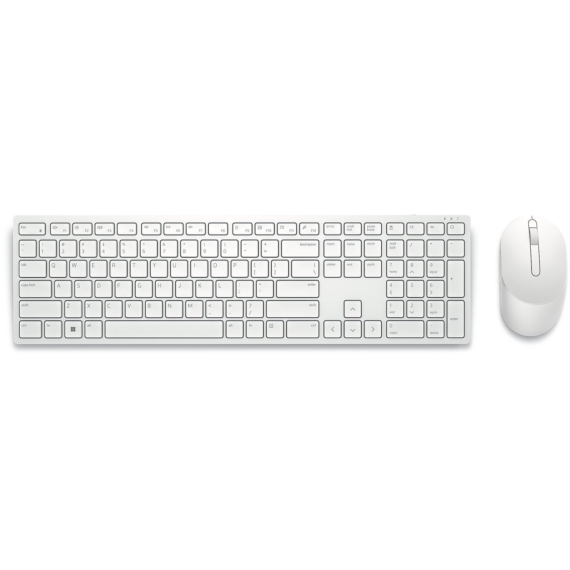 Dell KM5221W Wireless Keyboard and Mouse Combo - White | Ergonomic Design for Office & Home Use | Compatible with Windows & Mac