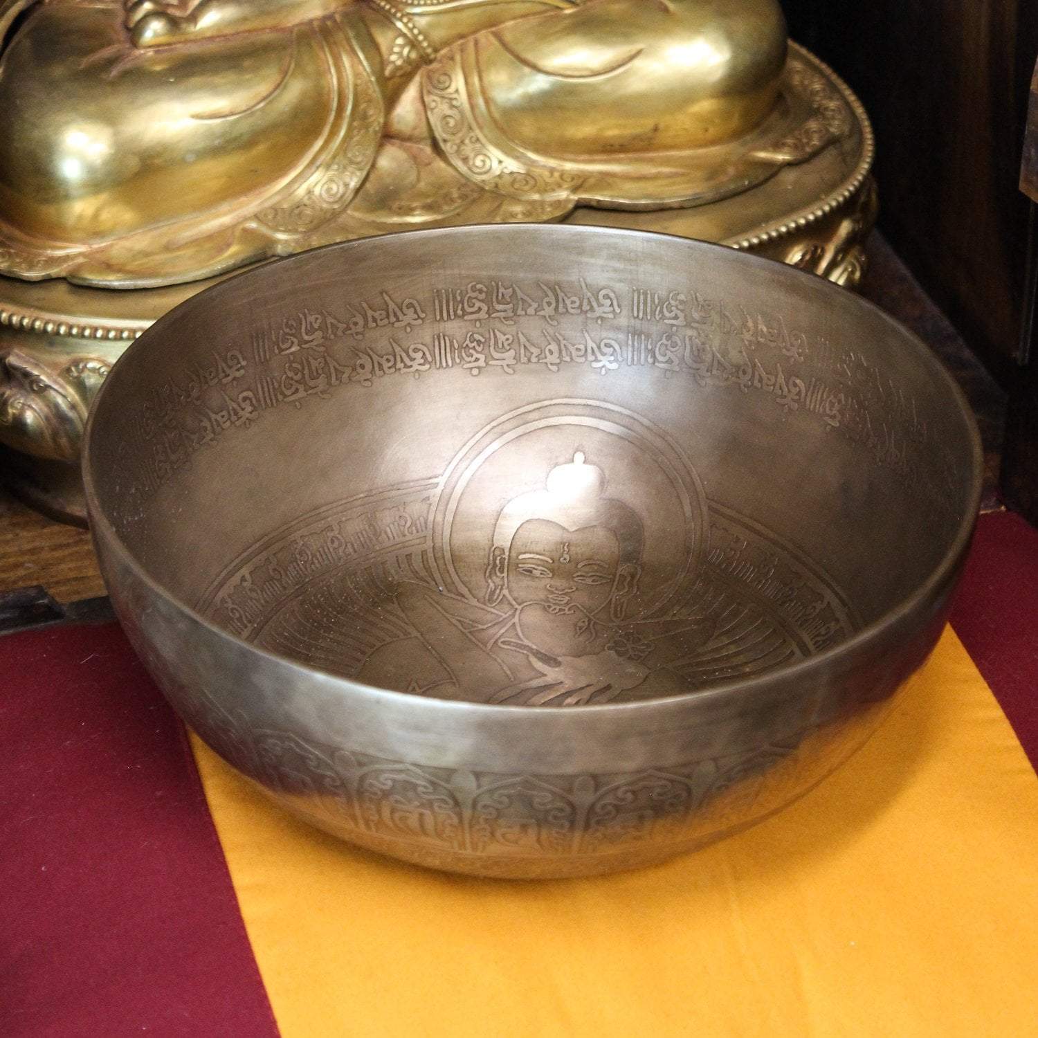 10 Inch Buddha Shakti and Om Singing Bowl - Handcrafted Meditation Bowl for Yoga, Mindfulness & Healing - Perfect for Spiritual Practice, Sound Therapy & Relaxation