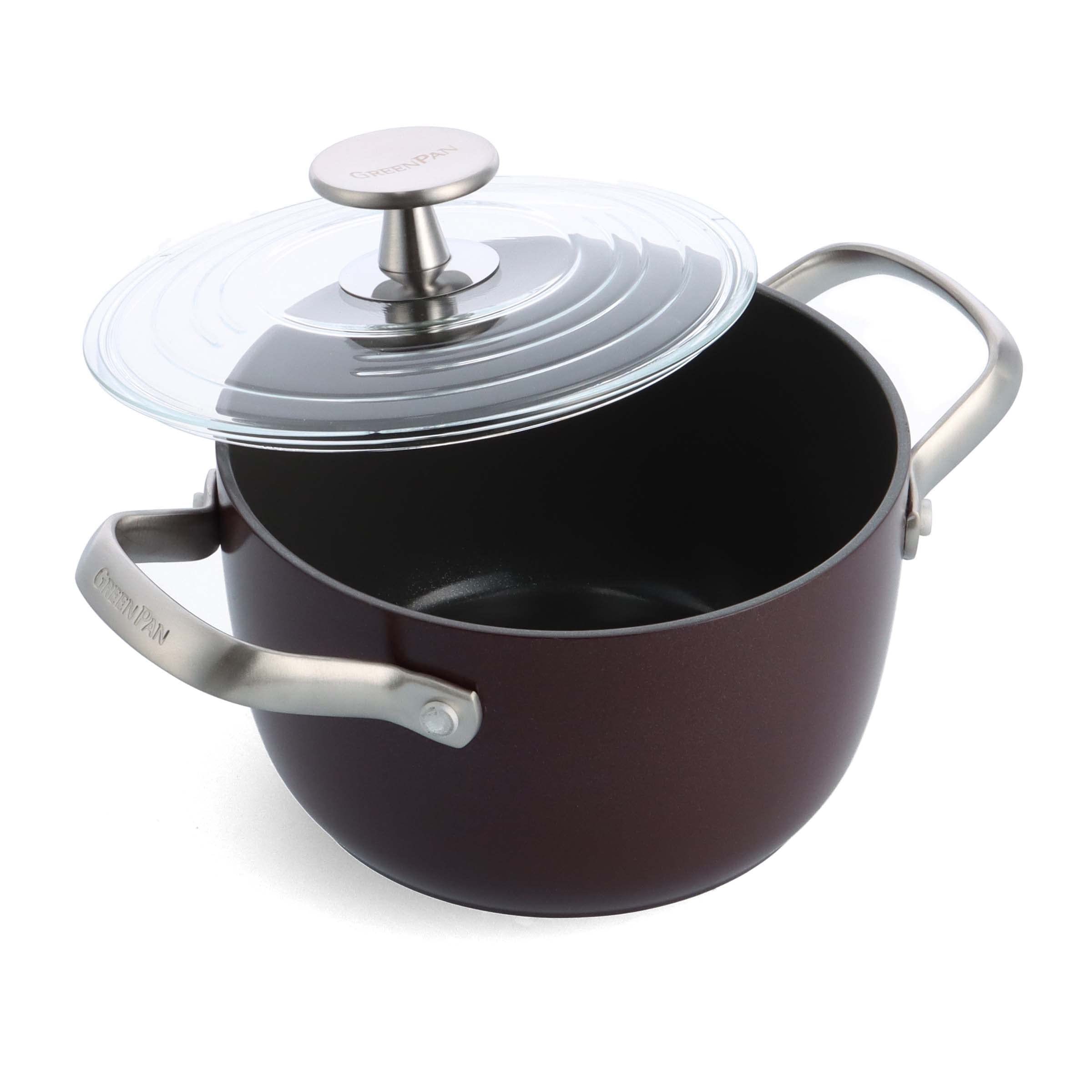 GreenPan Healthy Ceramic Nonstick 2QT Rice Cooker & Soup Pot with Lid - PFAS-Free, Induction Compatible, Dishwasher & Oven Safe (Brown) - Perfect for Cooking Rice, Soup, Stews & One-Pot Meals