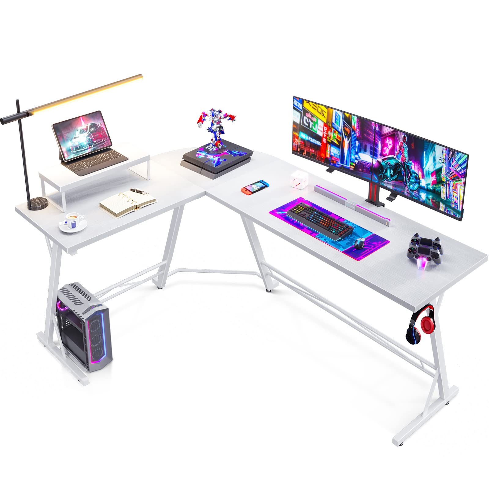 Premium L-Shaped Gaming Desk with Monitor Stand | 66