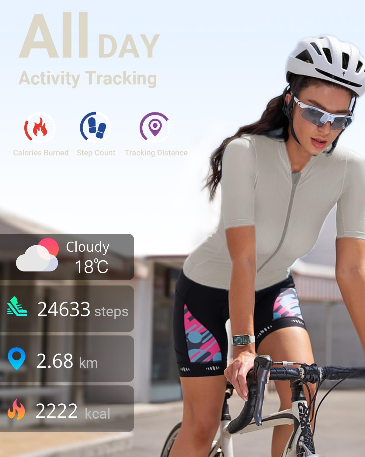 Premium Fitness Tracker with 24/7 Heart Rate, SpO2, Blood Pressure & Sleep Monitoring - 5ATM Waterproof Smart Watch with Step Counter, Calorie Burn & Activity Tracking (Includes S & L Bands) - Perfect for Gym, Running, Swimming & Daily Health Monitoring