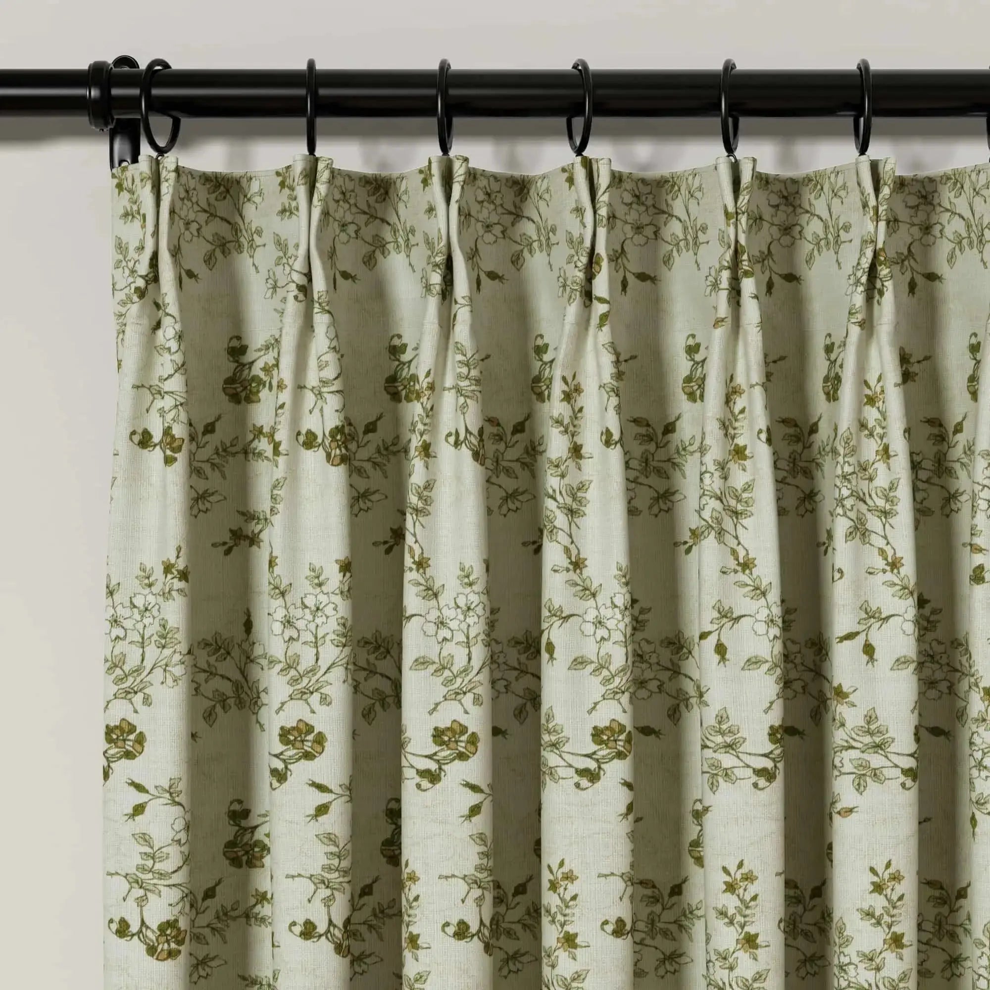 Elegant Sara Le Print Linen Pleated Cafe Curtains - Light Filtering Window Treatment for Kitchen, Dining Room & Bathroom