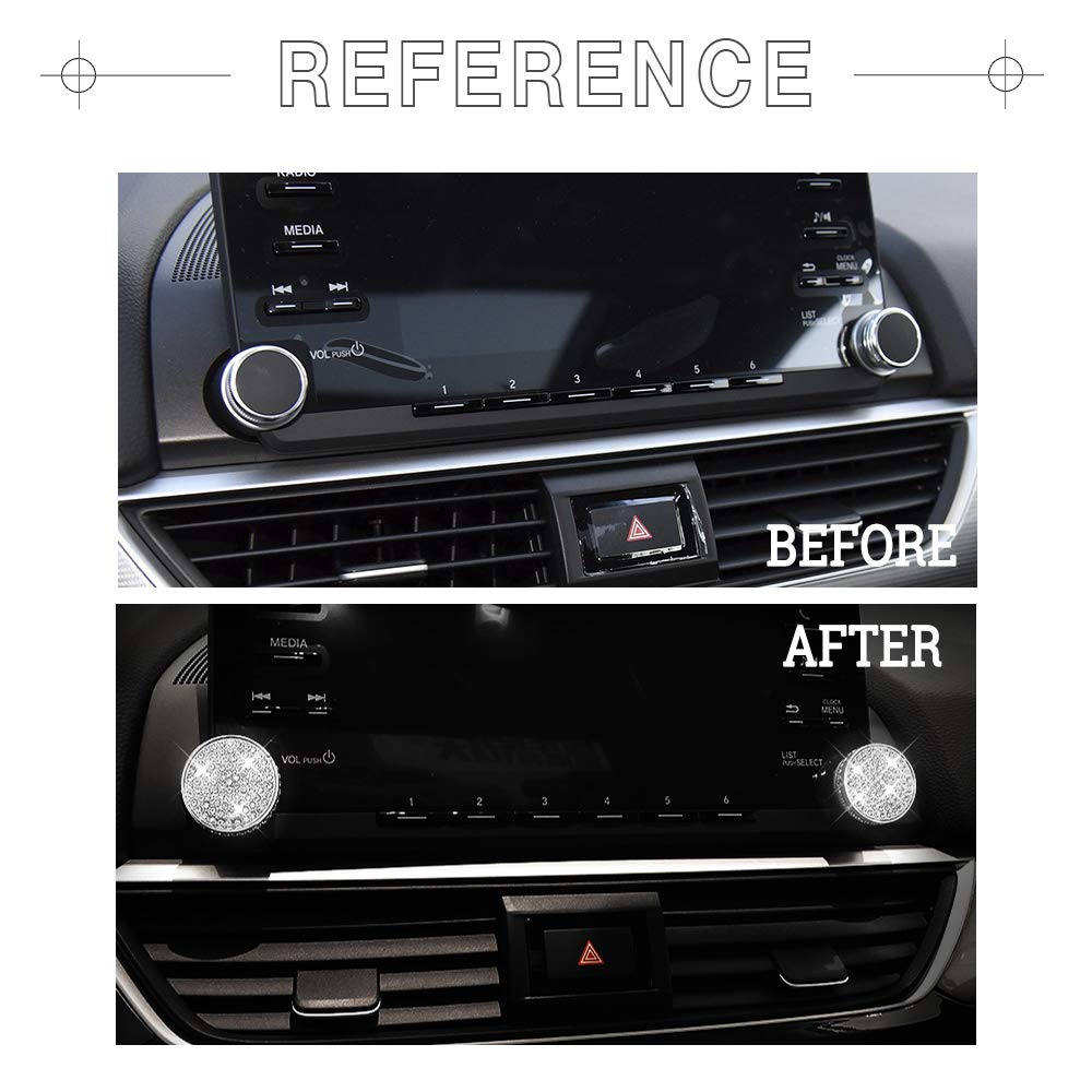 Honda Accord 2018-2022 Volume Power Selector Knobs - Sparkling Crystal Silver Replacement Interior Accessories (2-Pack) | Compatible with 10th Gen 1.5T EX EX-L LX Models | Perfect for Car Enthusiasts & Customization Lovers