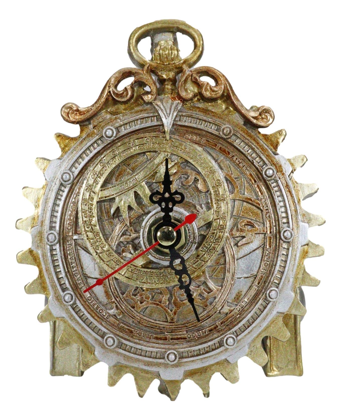 Steampunk Desktop Table Clock - Vintage Science Fiction Gear Clock with Planets Alignment for Home & Office Decor | Unique Gift for History & Sci-Fi Fans