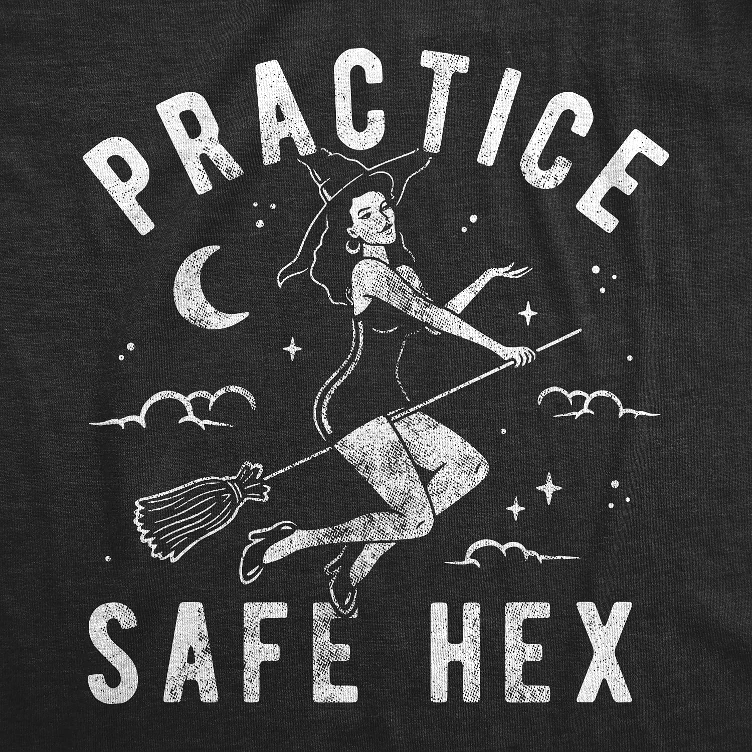 Funny Halloween Witch Safe Sex Sarcastic Graphic Tee for Women - Hex T-Shirt for Practice Safe Humor - Perfect for Halloween Parties, Cosplay & Witch-Themed Events