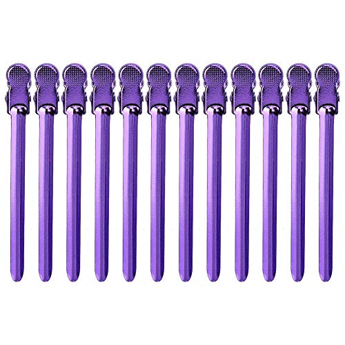 Heat Resistant Hair Clips - Stainless Steel Hairdressing Clips for Salon & Home Styling (Purple)