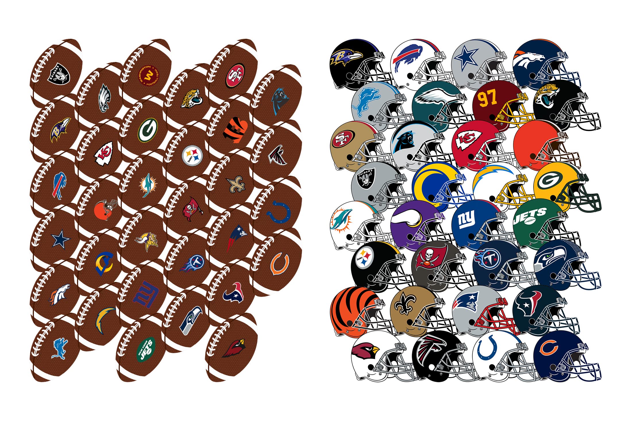 64 Pcs Football & Helmet Stickers - Waterproof Vinyl for Hydro Flask Bottles & Sports Gear