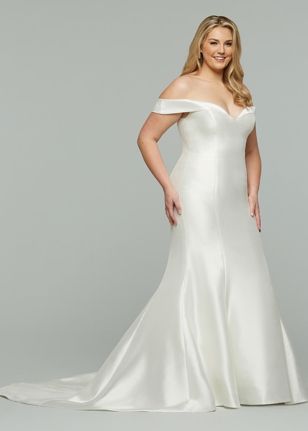 Arden Off The Shoulder Mikado Mermaid Wedding Dress - Elegant Bridal Gown for Beach, Church & Formal Weddings