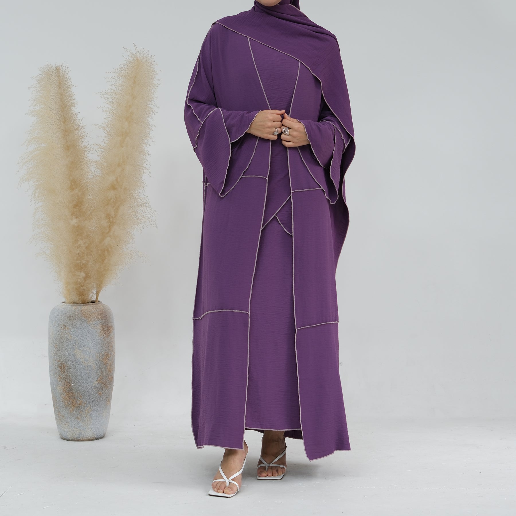 Nadia 4 Piece Abaya Set - Elegant Purple Islamic Prayer Dress for Women | Perfect for Eid, Ramadan & Mosque Wear