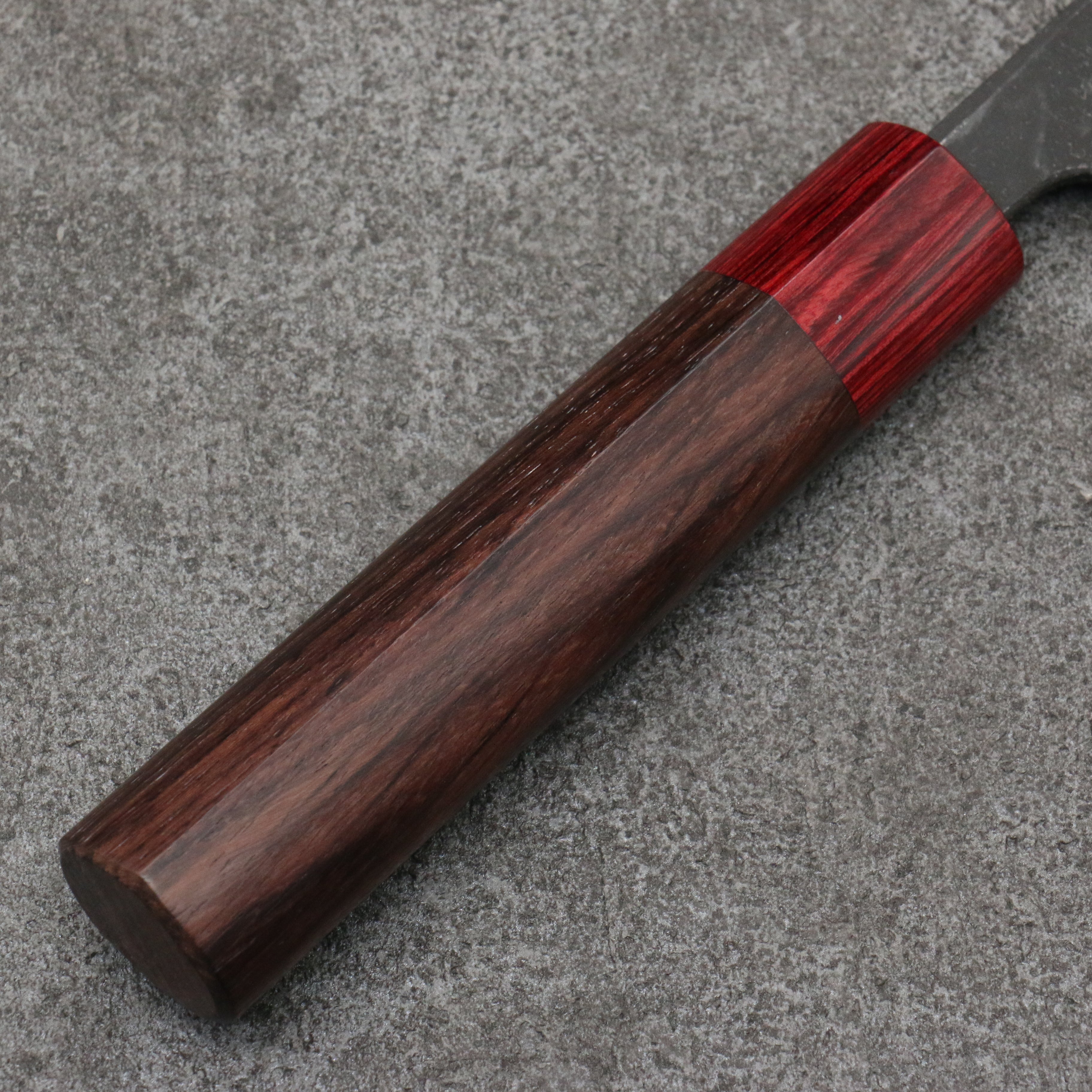 Premium Nao Yamamoto Blue Steel Kurouchi Gyuto 180mm Chef Knife with Shitan Handle & Red Pakka Wood Ferrule - Japanese Kitchen Knife for Professional Chefs & Home Cooking, Perfect for Slicing, Dicing & Meat Preparation