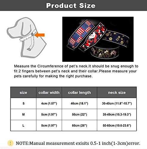 Reflective Nylon Wide Adjustable Dog Collar - Fashion Printed Pet Collars for Medium & Large Dogs - Pitbull, French Bulldog - Sizes S, M, L (Medium, G) - Perfect for Night Walks & Outdoor Adventures