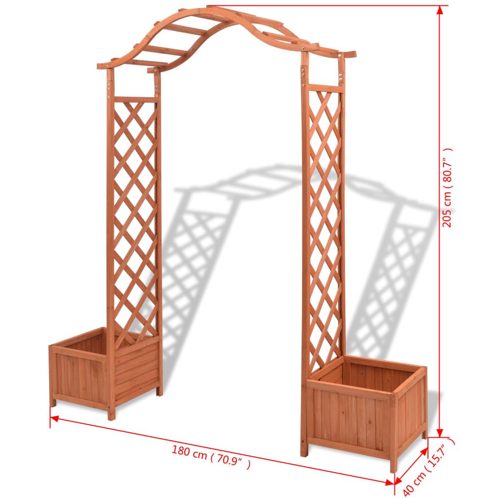 vidaXL Brown Trellis Rose Arch with Planters 70.9