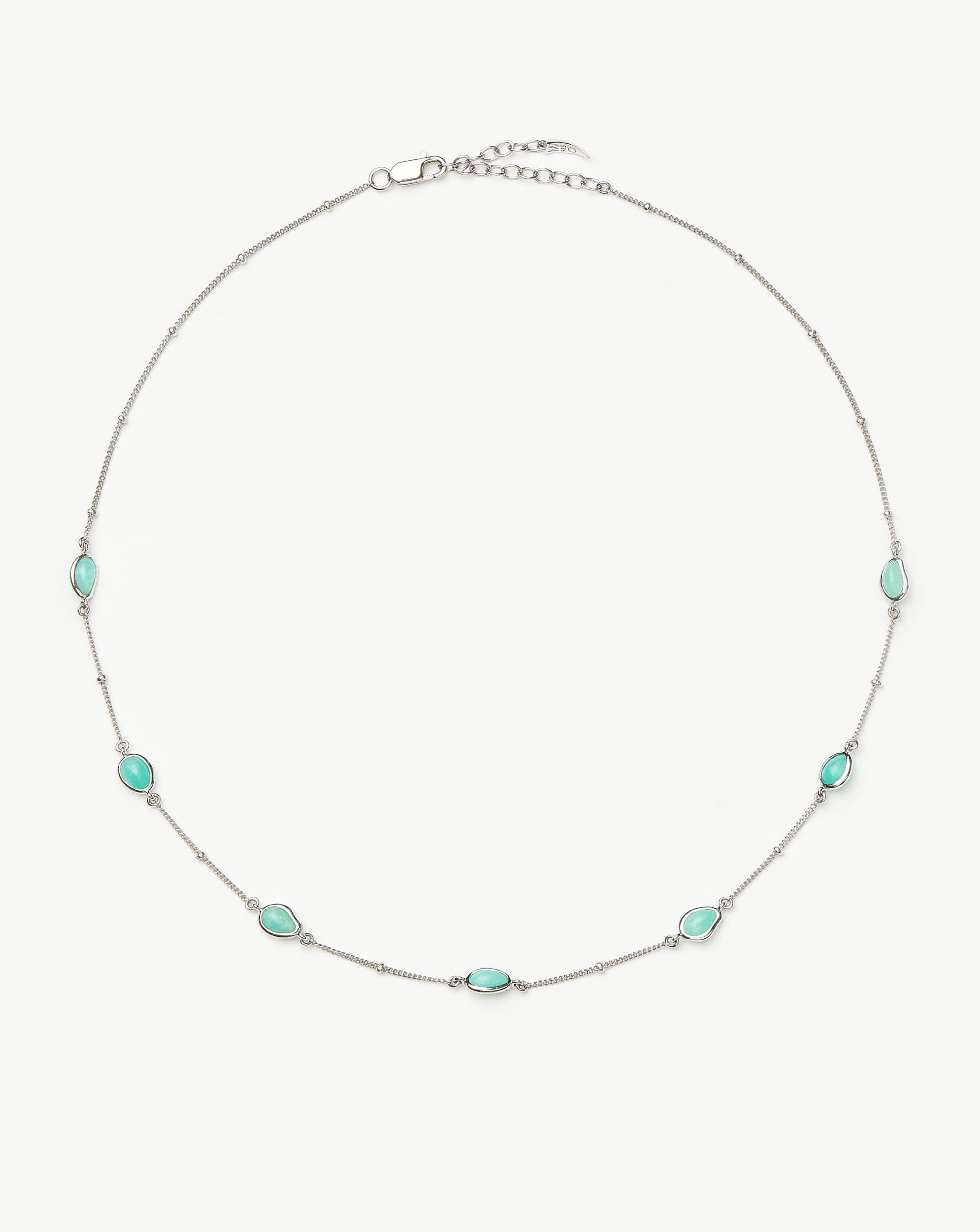 Magma Gemstone Charm Choker Necklace - Sterling Silver & Amazonite Beaded Choker for Women - Perfect for Boho Style, Layering Jewelry, and Everyday Wear
