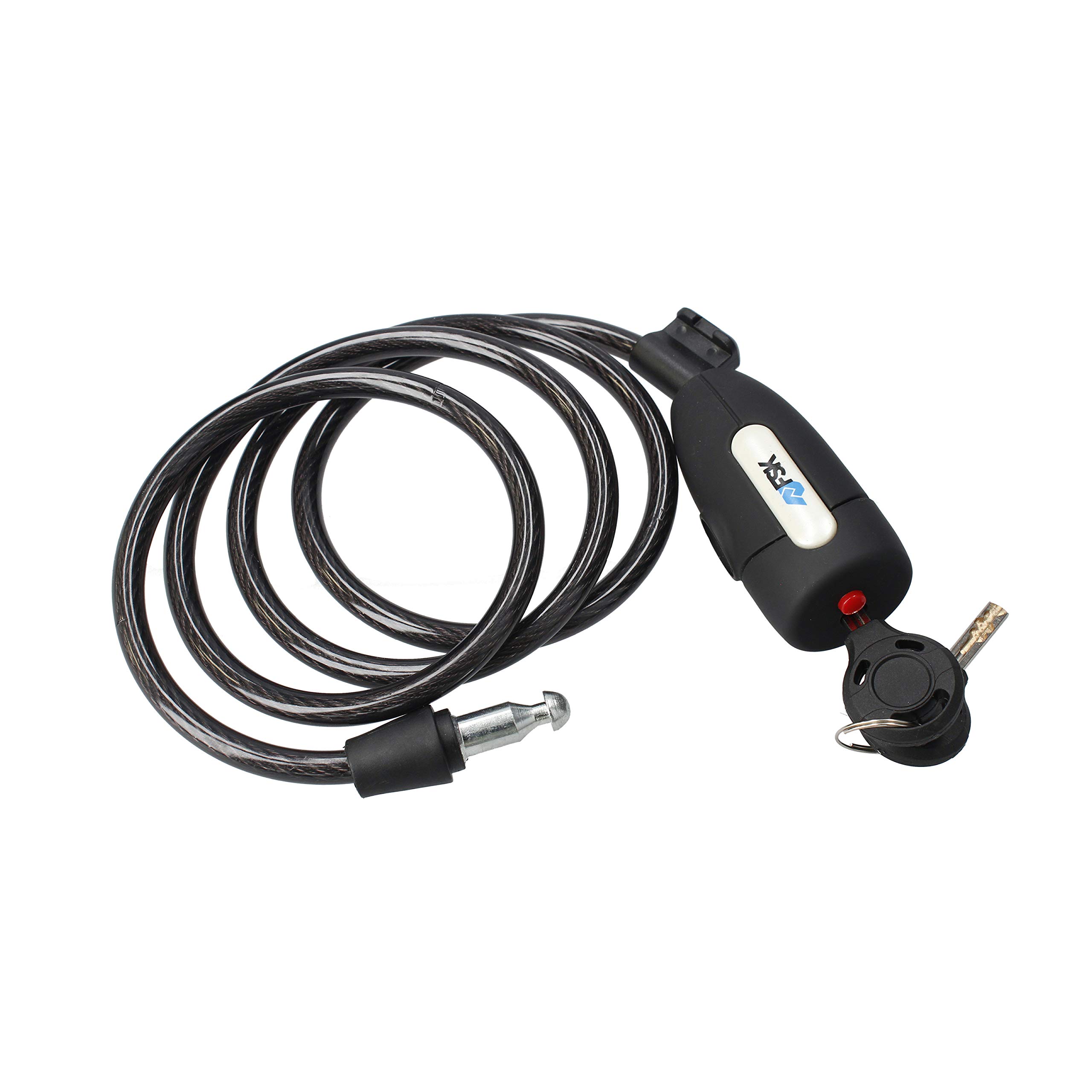 FSKCAN003 8mm x 120cm Heavy Duty Steel Cable Lock with 2 Keys - Secure Bikes, Motorcycles, Gates, Sheds & Outdoor Equipment