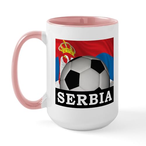 White/Pink Inside - Football Serbia Large Mug