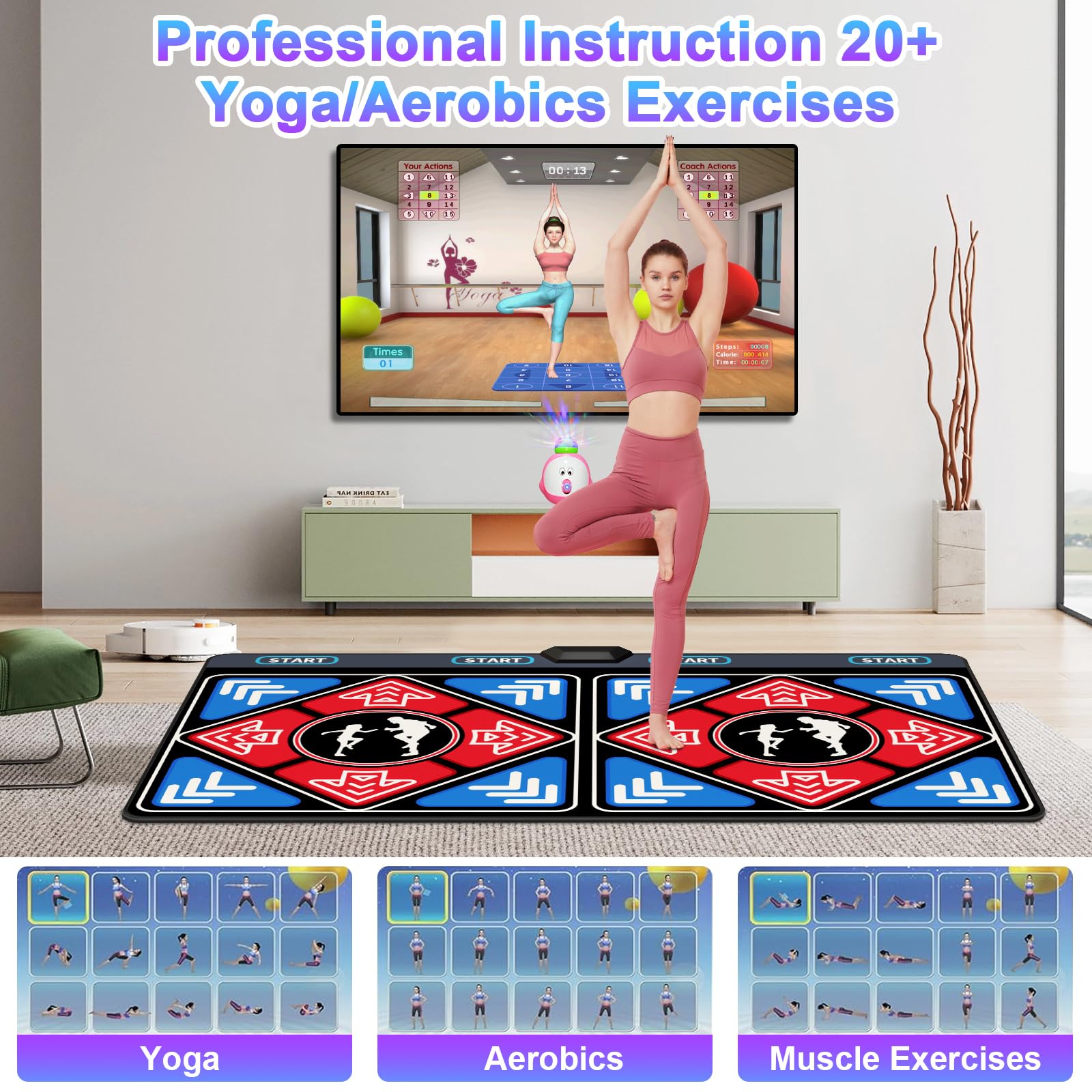 Non-Slip Flannel Dance Mat for Kids & Adults - Interactive Electronic Dance Pad with TV & Camera Mode - Fun Exercise & Gaming Mat for All Ages - Plug & Play USB Dance Game - Perfect Gift for Boys & Girls 3+ (Ideal for Birthday Parties, Family Game Nights & Indoor Fitness Activities)