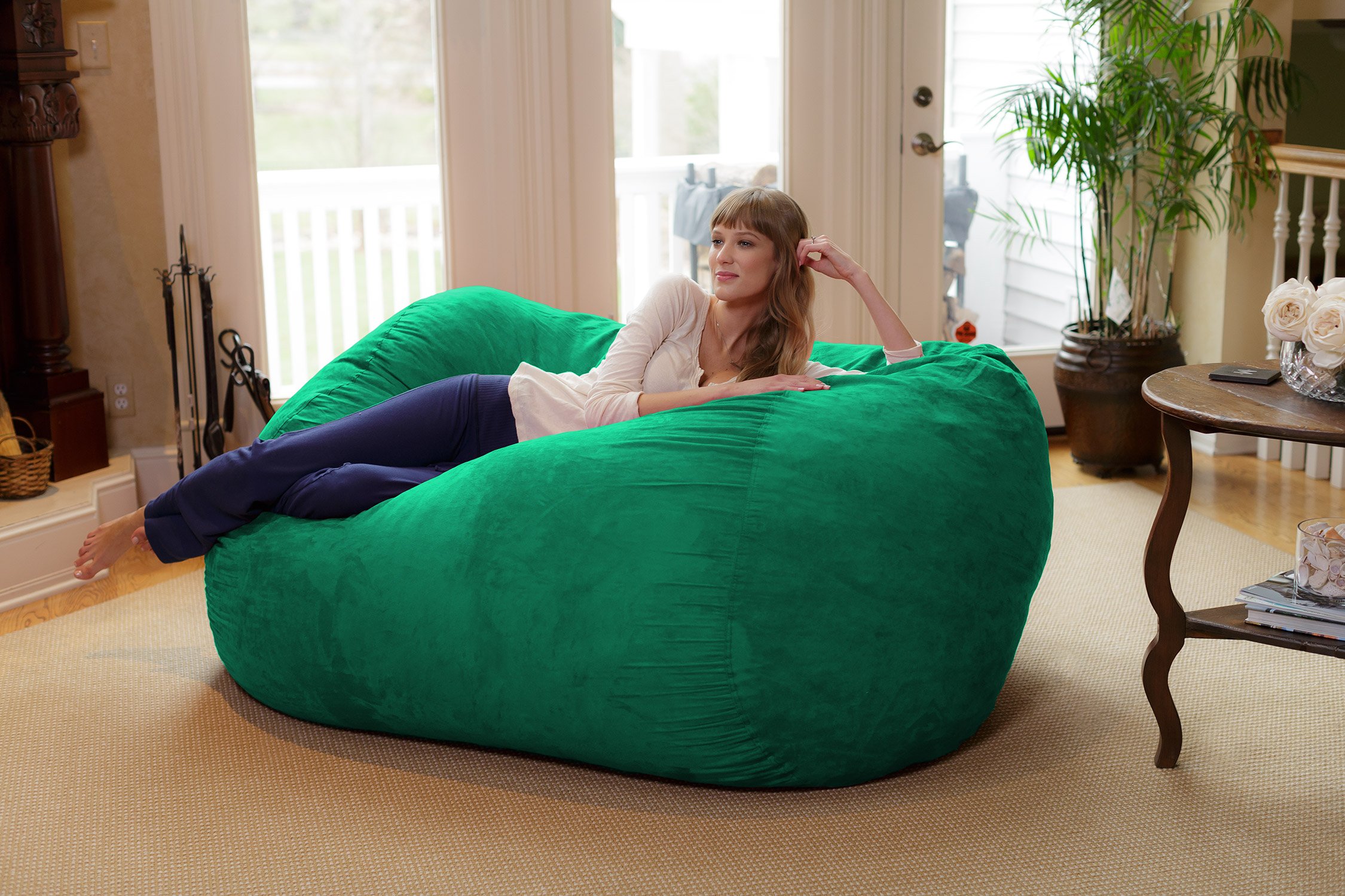 Chill Sack 6ft Memory Foam Bean Bag Chair - Oversized Lounger with Soft Microfiber Cover - Comfortable Furniture for Living Room, Bedroom & Game Room - Perfect for Relaxing, Gaming & Movie Nights (Tide Pool)