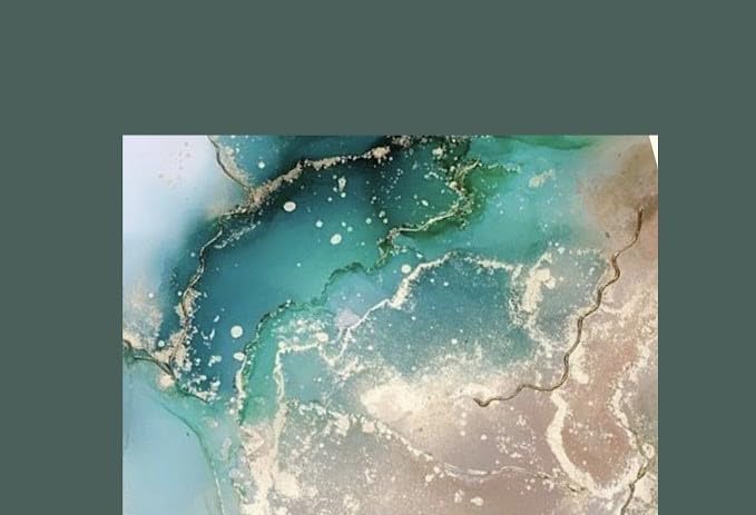 2025 Abstract Art Calendar Towel - Linen Wall Calendar with Alcohol Ink Design in Green & Gold | Perfect for Home Decor, Office Gifts & Artistic Spaces