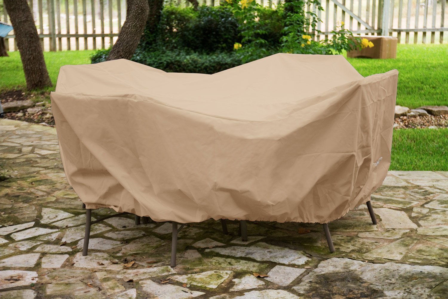 Weathermax 41162 54-Inch Round Table High Back Dining Set Cover, 88-Inch Diameter by 36-Inch Height, Toast - Waterproof Outdoor Patio Furniture Protector for All Seasons, Heavy Duty UV Resistant - Perfect for Backyard, Deck, and Garden Use