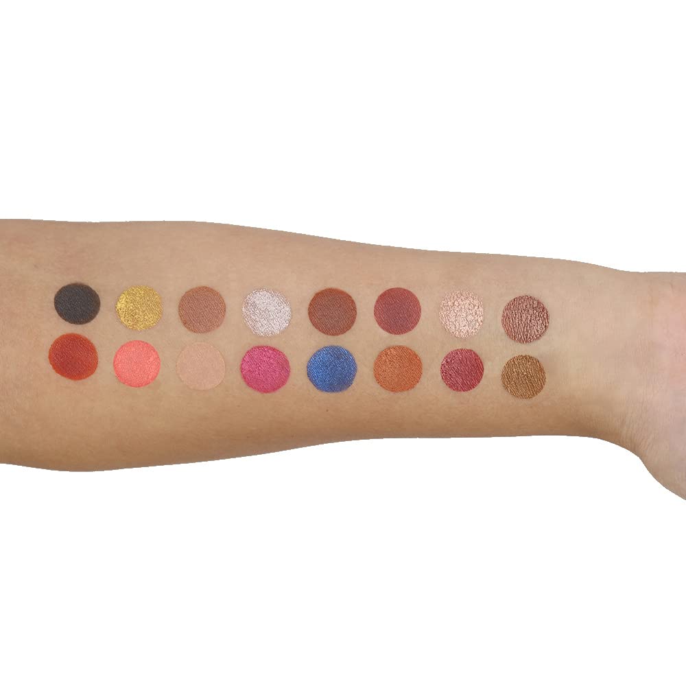 CAI BEAUTY NYC The Who Makeup Palette - 16 Color Eyeshadow Set with Glitter, Matte & Shimmer Finishes (Rainbow & Nude Shades) - Perfect for Rock Concerts, Night Out & Festival Makeup Looks