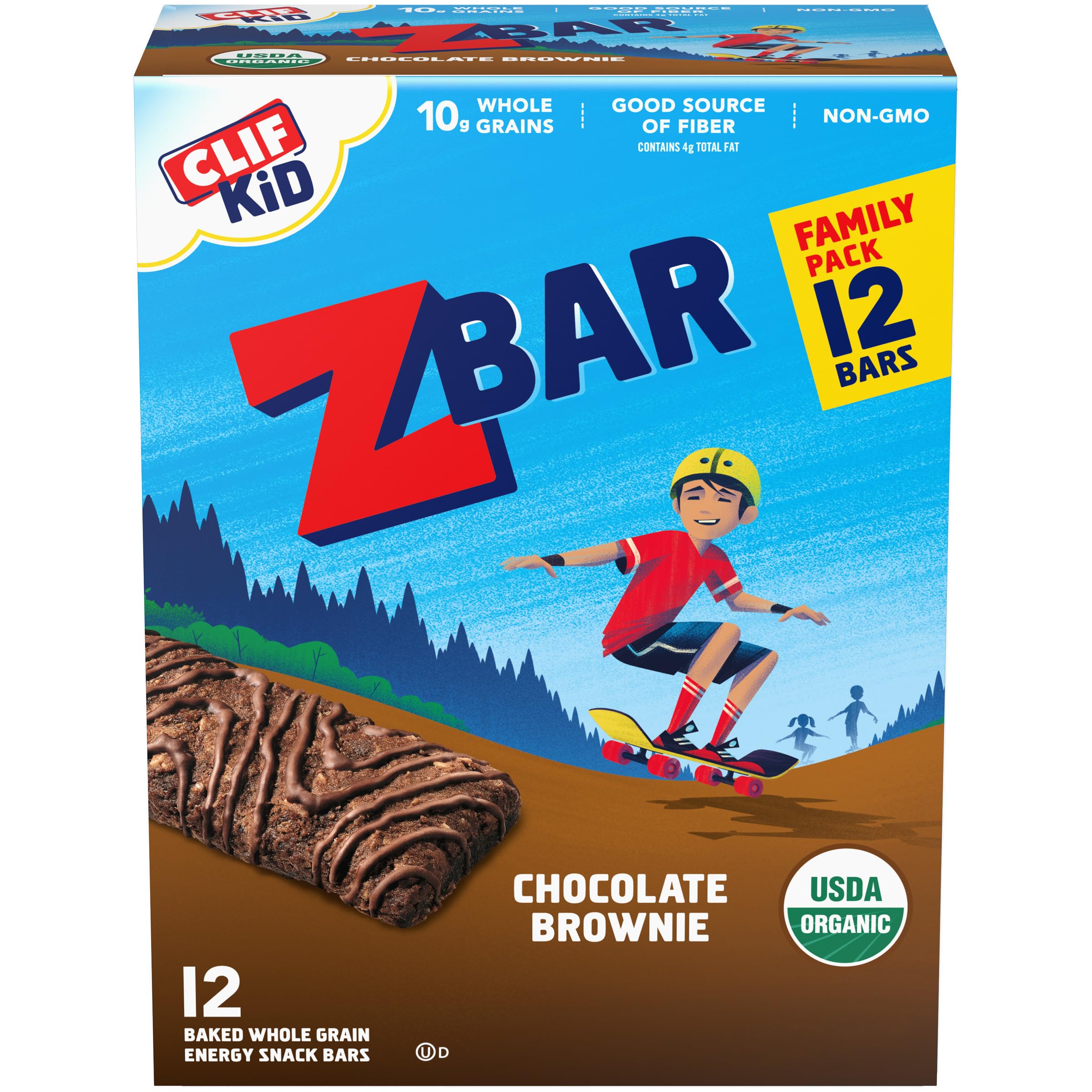 CLIF Kid Zbar Chocolate Brownie - Organic Whole Grain Snack Bars for Kids Lunch & Hiking