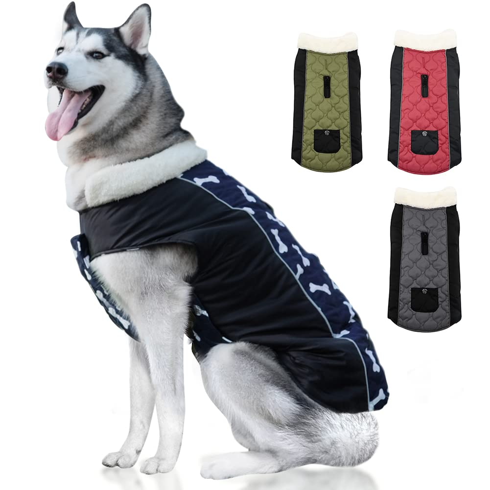 Counter Dog Winter Coat - Warm & Cozy Reflective Reversible Vest with Zipper & Leash Hole | Cold Weather Jacket for Large Dogs | Perfect for Winter Walks & Outdoor Adventures