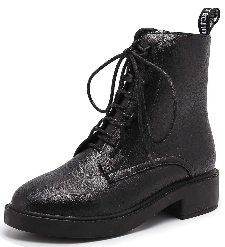 LizFoYa Women's Motorcycle Boots - Fashion Lace Up Leather Platform Boots for Autumn & Winter | Stylish Streetwear, Biker Riding & Outdoor Adventures