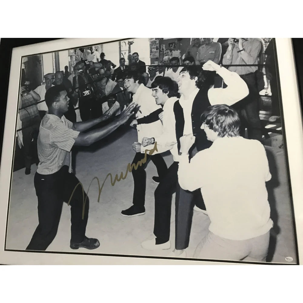 Muhammad Ali & The Beatles Signed 30x40 Framed Autograph with COA - Authentic Collectible for Sports & Music Memorabilia Fans, Perfect for Home Office Decor or Gift