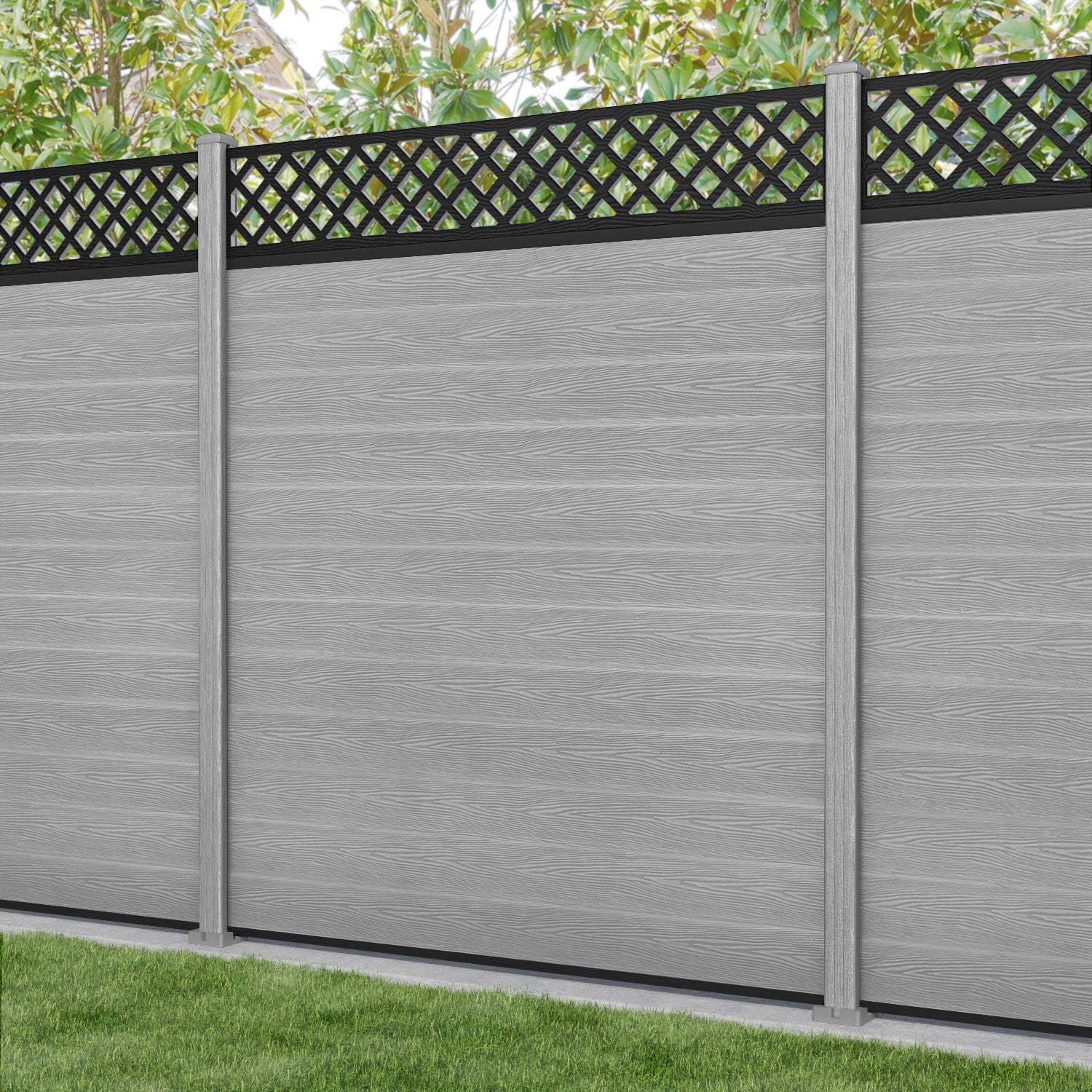 Classic Hive Fence Panel - Light Grey Composite Fence with Durable Posts | Perfect for Backyard Privacy, Garden Borders & Outdoor Decoration