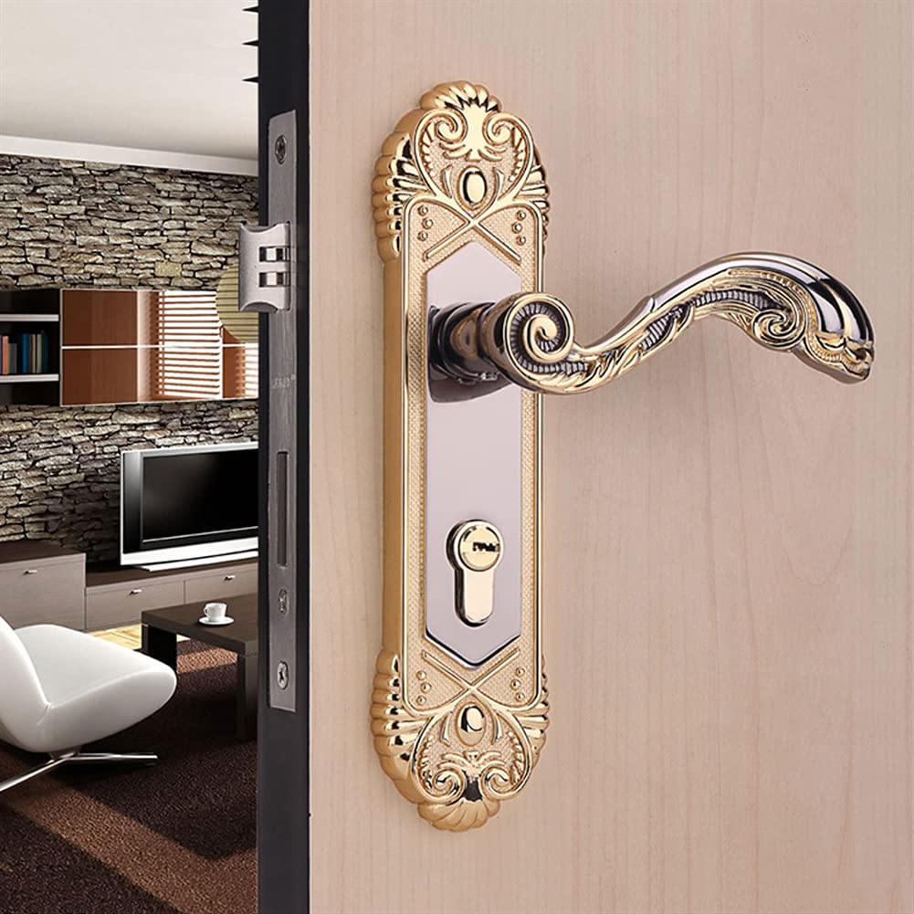 Silent Bearing Door Knob Lever - Gold Handle for Indoor & Hallway - Left/Right Handed