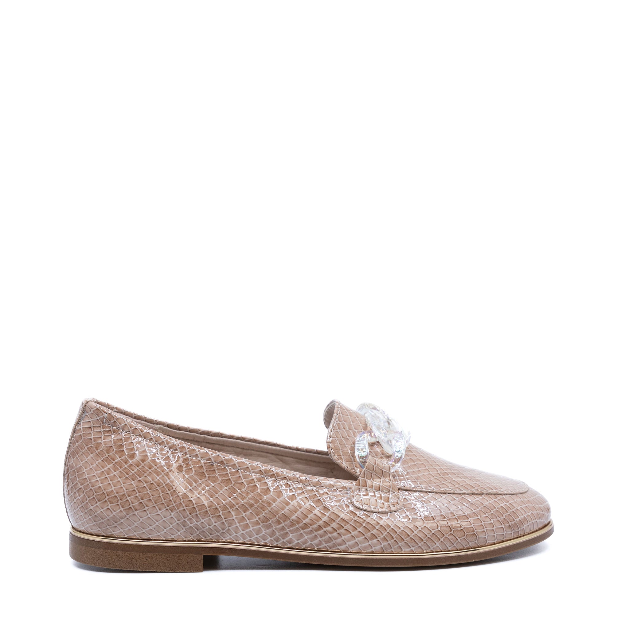 Beberlis Snake Patent Chain Loafers for Women - Stylish Slip-On Shoes with Metallic Accents | Perfect for Office, Casual Outfits & Date Nights