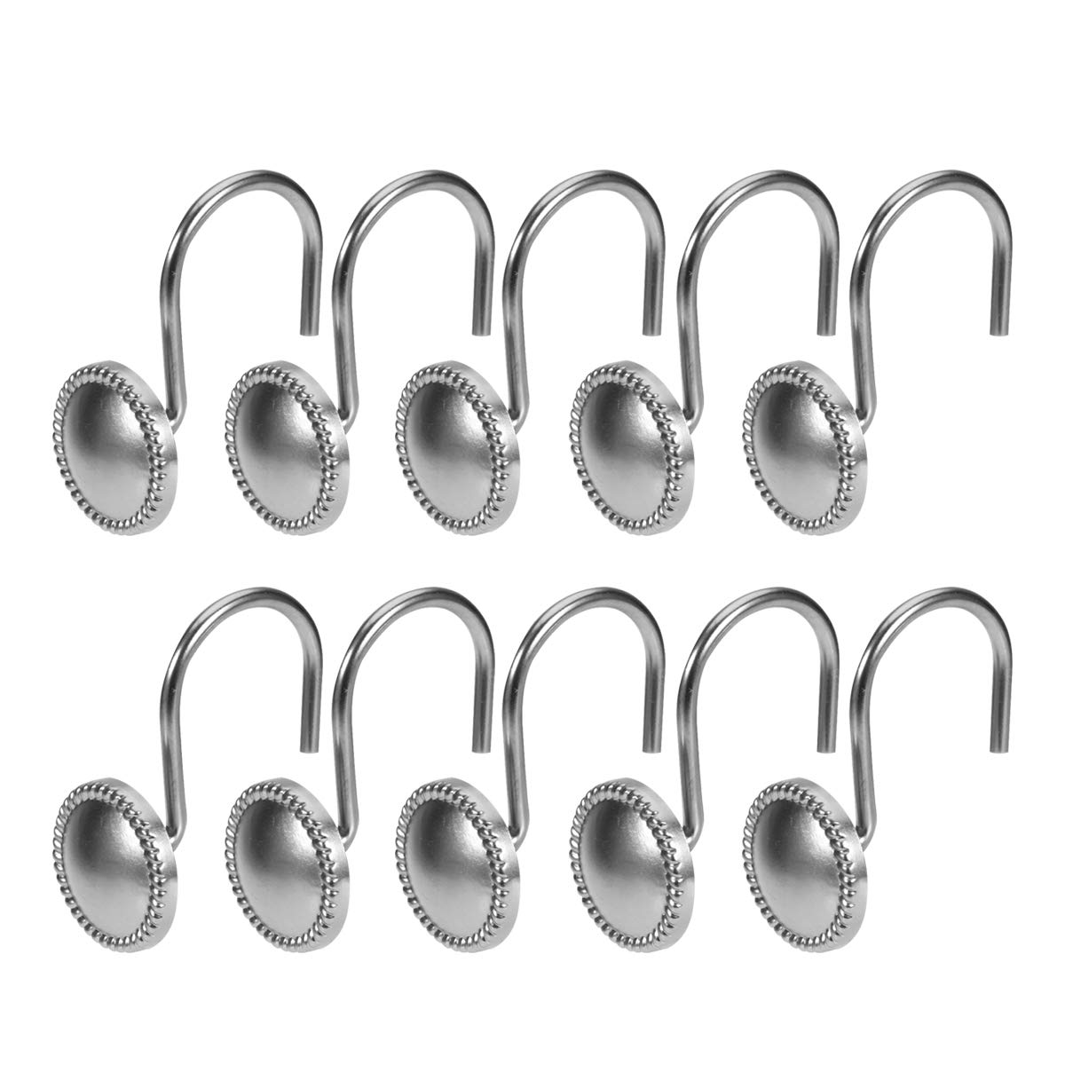 12-Pack Cabilock Zinc Alloy Shower Curtain Hooks with Double Glide Rings - Rustproof Metal Bath Drape Loops for Home & Bathroom Accessories | Perfect for Modern Bathrooms & Spa-Like Showers