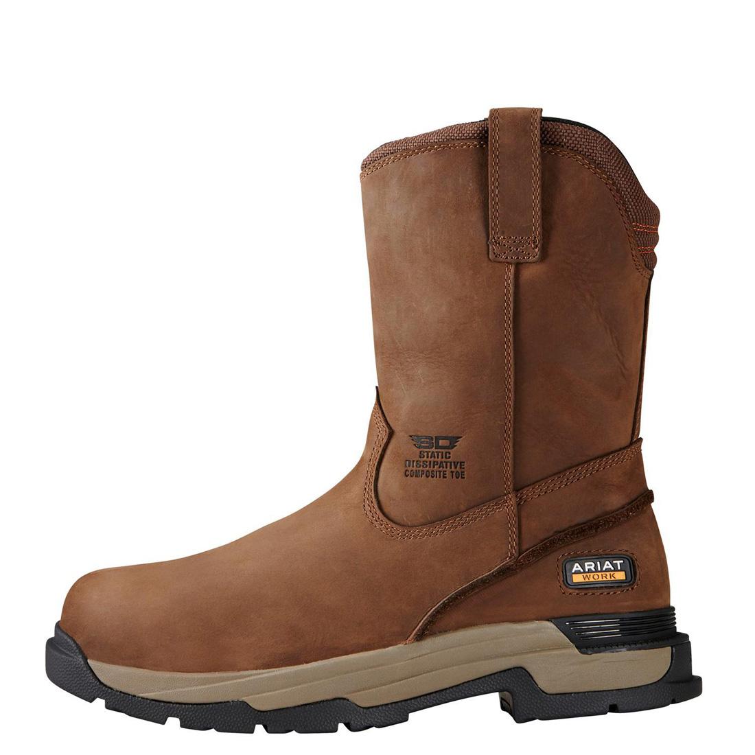 MasterGrip Composite Toe Slip-Resistant Work Boots - Oily Distressed Brown for Men | Waterproof Safety Shoes for Construction, Warehouse & Outdoor Work