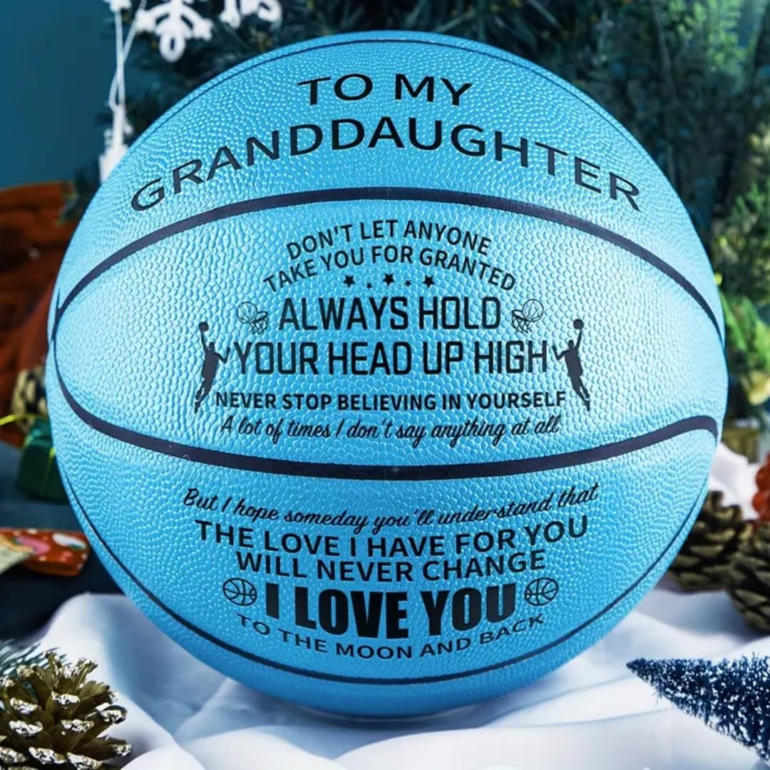 Personalized Engraved Basketball for Granddaughter - Custom Sports Gift for Birthday, Graduation & Back to School - Perfect for Outdoor Play, Training & Memorable Keepsakes - Blue