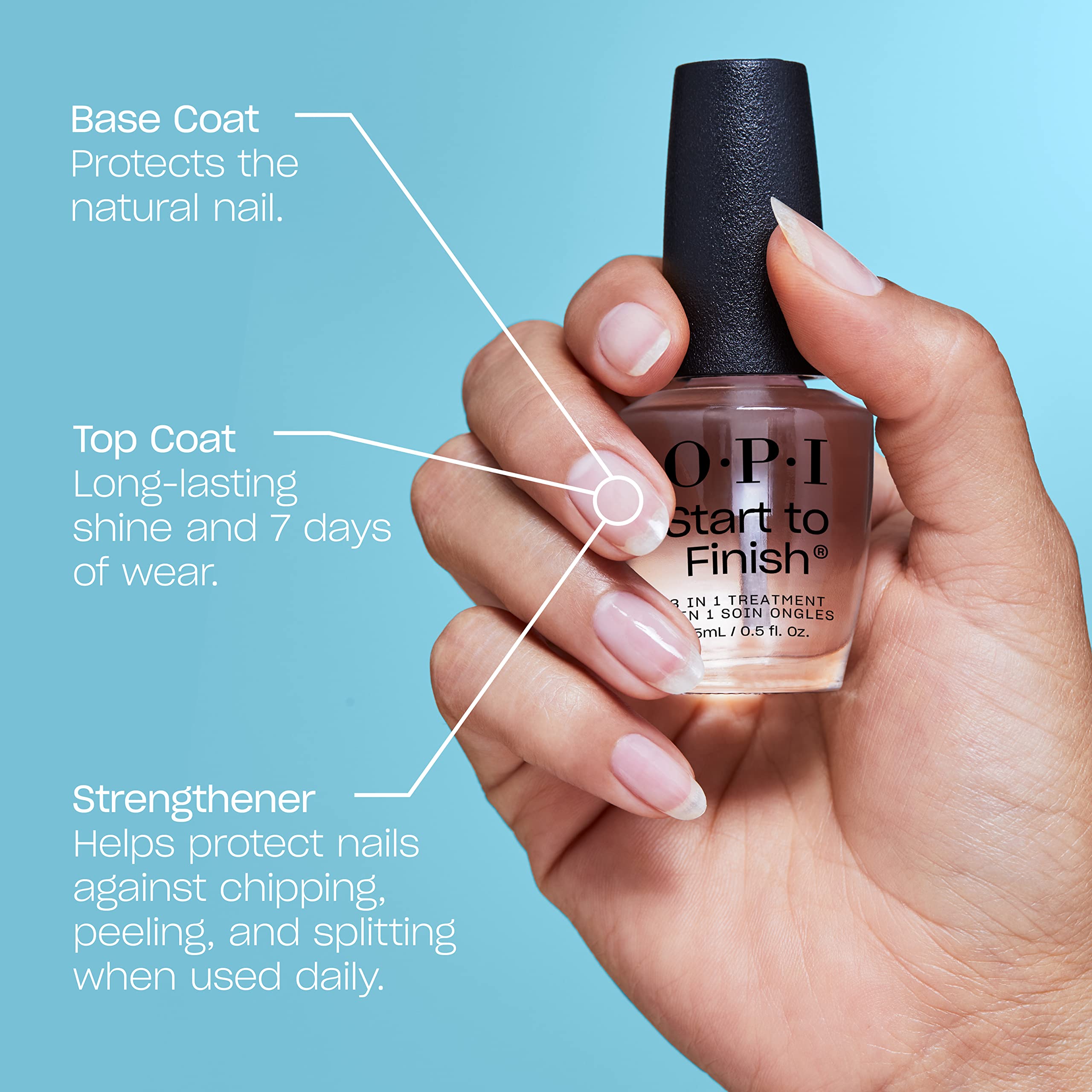 OPI Nail Lacquer Base Coat - Clear Chip Resistant Nail Polish for Protection & Discoloration Prevention | Perfect for Manicures, Pedicures & Salon Use