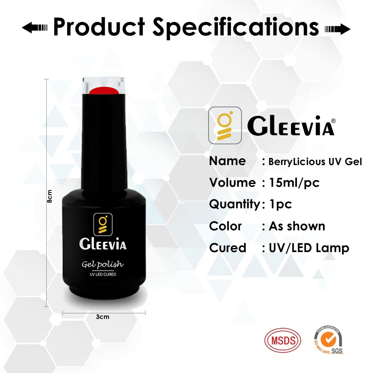 Gleevia BarryLicious UV Gel Nail Polish 15ml - Professional Long Lasting Gel Polish for Nail Art & Manicures (Berry03) | Salon Quality, Chip Resistant, Perfect for Home & Professional Use