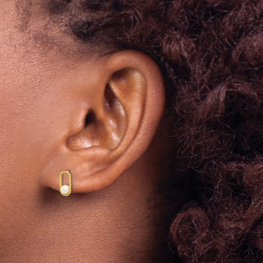 Gold Freshwater Cultured Pearl Post Earrings YE2172 - Elegant Pearl Stud Earrings for Women, Perfect for Weddings, Parties & Everyday Wear