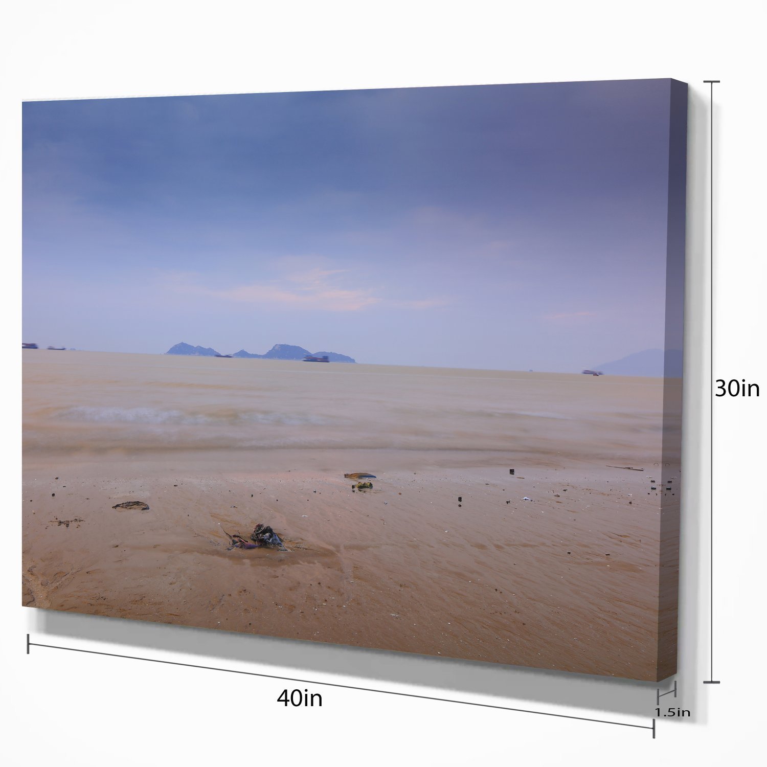 Soft Blue Sunset at Lung Kwu Tan Beach - Stunning Landscape Canvas Wall Art for Living Room, Bedroom & Office Decor