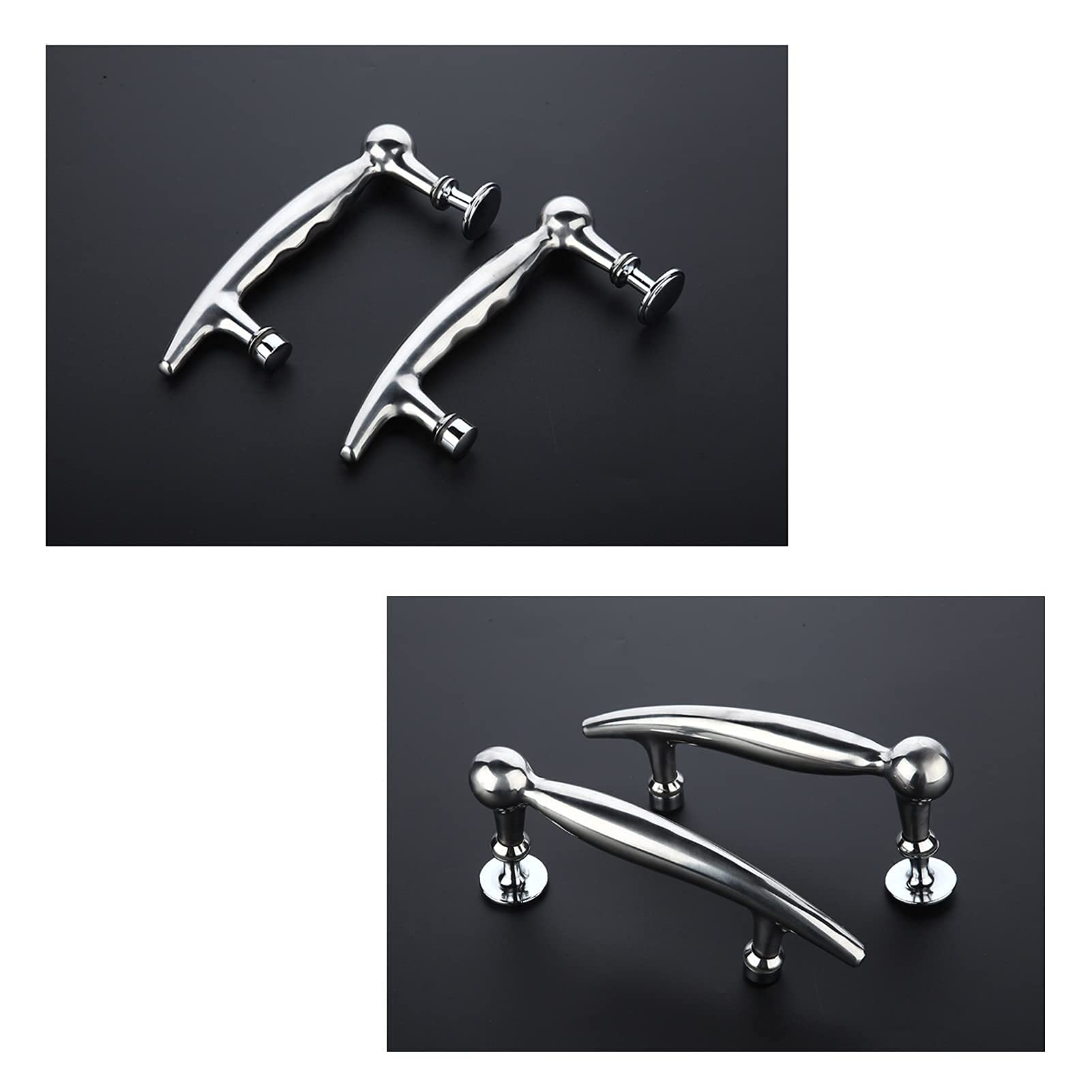 Stainless Steel Shower Door Handle - Heavy Duty Push Pull for Bathroom Glass Doors (145mm) - Replace Old Handles