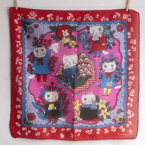 Yumi Kitagishi Handkerchief - Elegant Red Cotton Handkerchief for Tears, Gifts & Special Occasions | Perfect for Weddings, Funerals & Emotional Moments