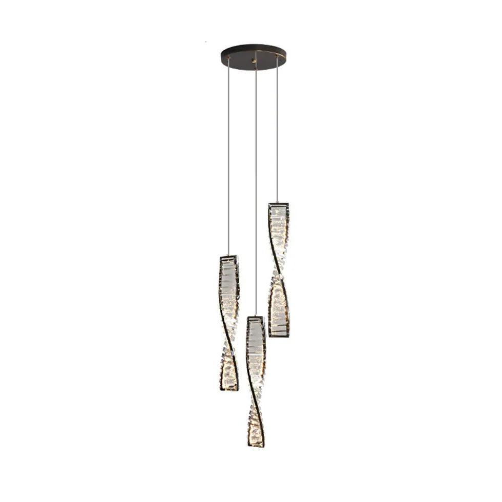 Elegant Spiral Strip Crystal Pendant Light - Modern Chandelier for Dining Room, Living Room & Bedroom Decor