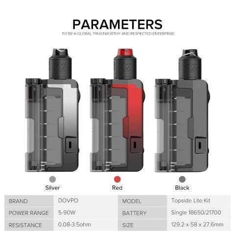 DOVPO Topside LITE 90W Squonk Starter Kit - Rebuildable Vape Mod with Bottom Feeding System for E-Liquid | Perfect for Vaping Enthusiasts & Cloud Chasers