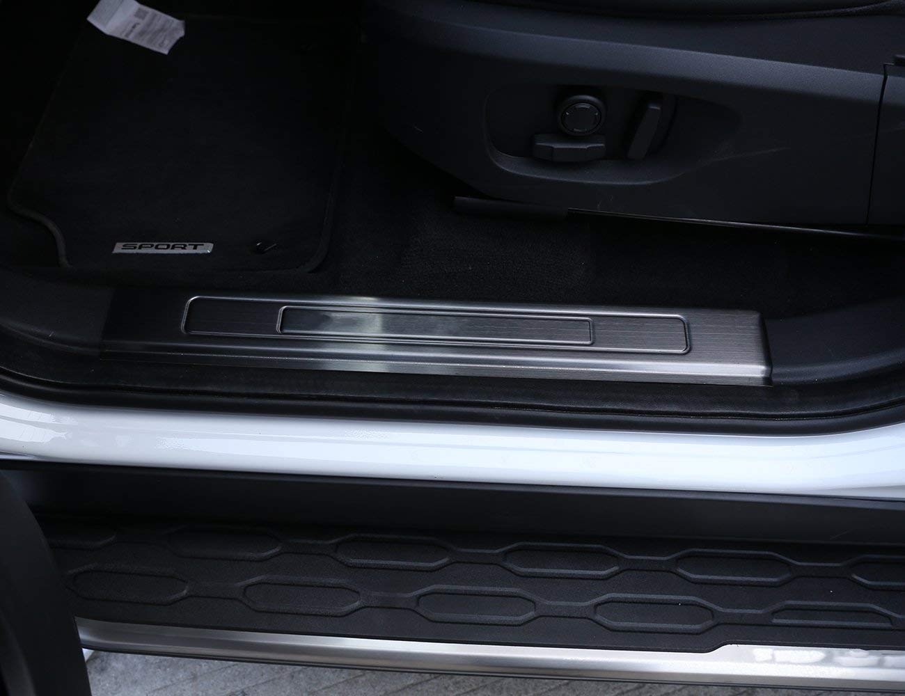 304 Stainless Steel Door Sill Scuff Plate Protector for Land Rover Discovery Sport 7 Seats 2015-2017 - 4pcs Black Interior Car Accessories - Durable Scratch Guard for SUV Doors & Enhanced Vehicle Protection