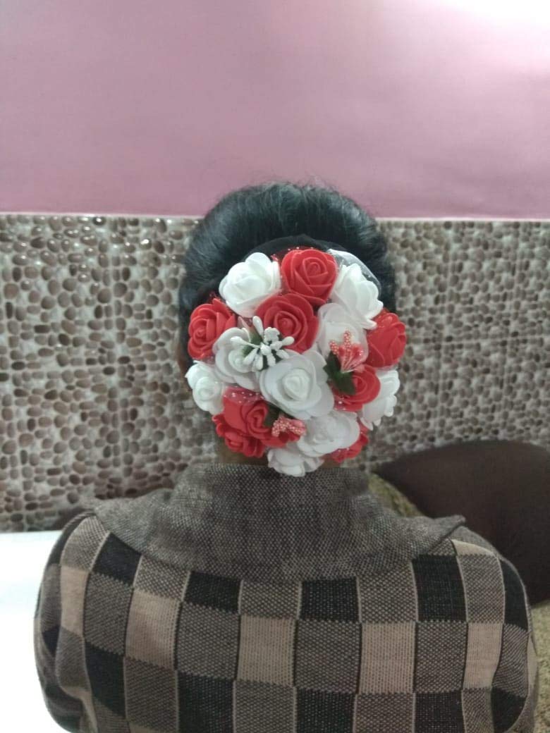 VTMS Hair Gajra - Artificial Flower Hair Accessories for Weddings & Special Occasions | 360-Degree Floral Veni | Perfect for Bridal Hairstyles, Indian Weddings & Cultural Events