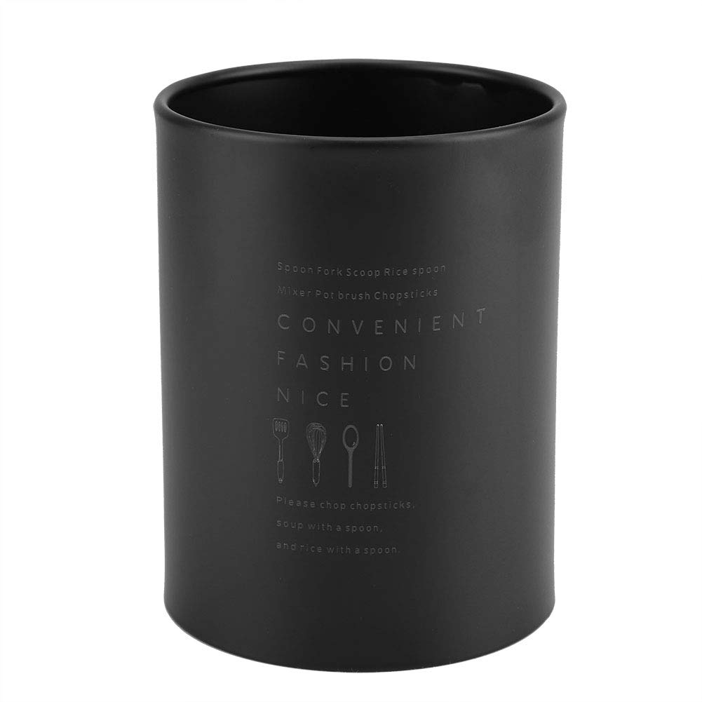 Eco-Friendly Stainless Steel Utensil Holder with Drainage Holes - Multi-Use Kitchen Organizer for Forks, Knives & Spoons | Perfect for Countertop Storage & Dish Rack Organization (Black)