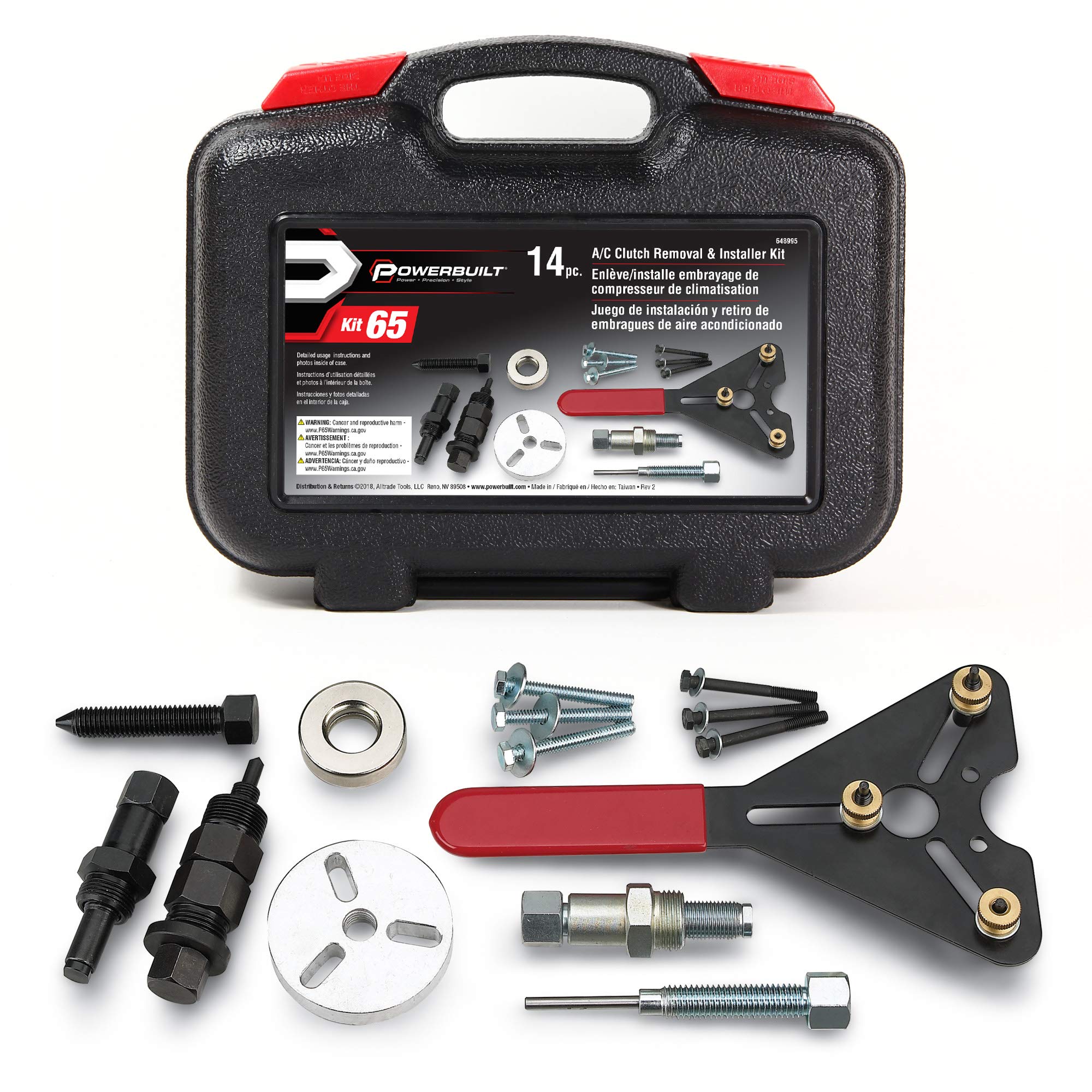 Powerbuilt AC Clutch Removal and Installation Tool Kit - Professional AC Compressor Clutch Puller & Installer with Holding Tools & Storage Case (948995, Silver) - Perfect for Automotive AC Repair & Maintenance