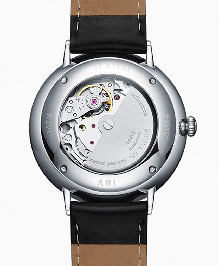 Luxury Automatic Watches for Men - Synthetic Sapphire Crystal, Genuine Leather Strap, Water Resistant Dress Watch (Model 6011G) - Perfect for Business, Formal Events & Everyday Wear