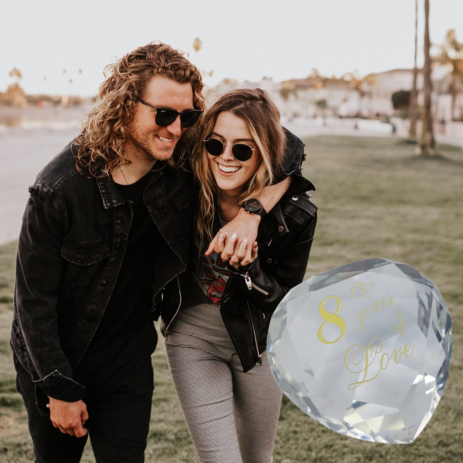 8th Anniversary Crystal Gifts for Husband, Wife, Boyfriend or Girlfriend - Romantic Wedding & Valentine's Day Present for Couples - Perfect for Anniversaries, Engagements & Special Occasions