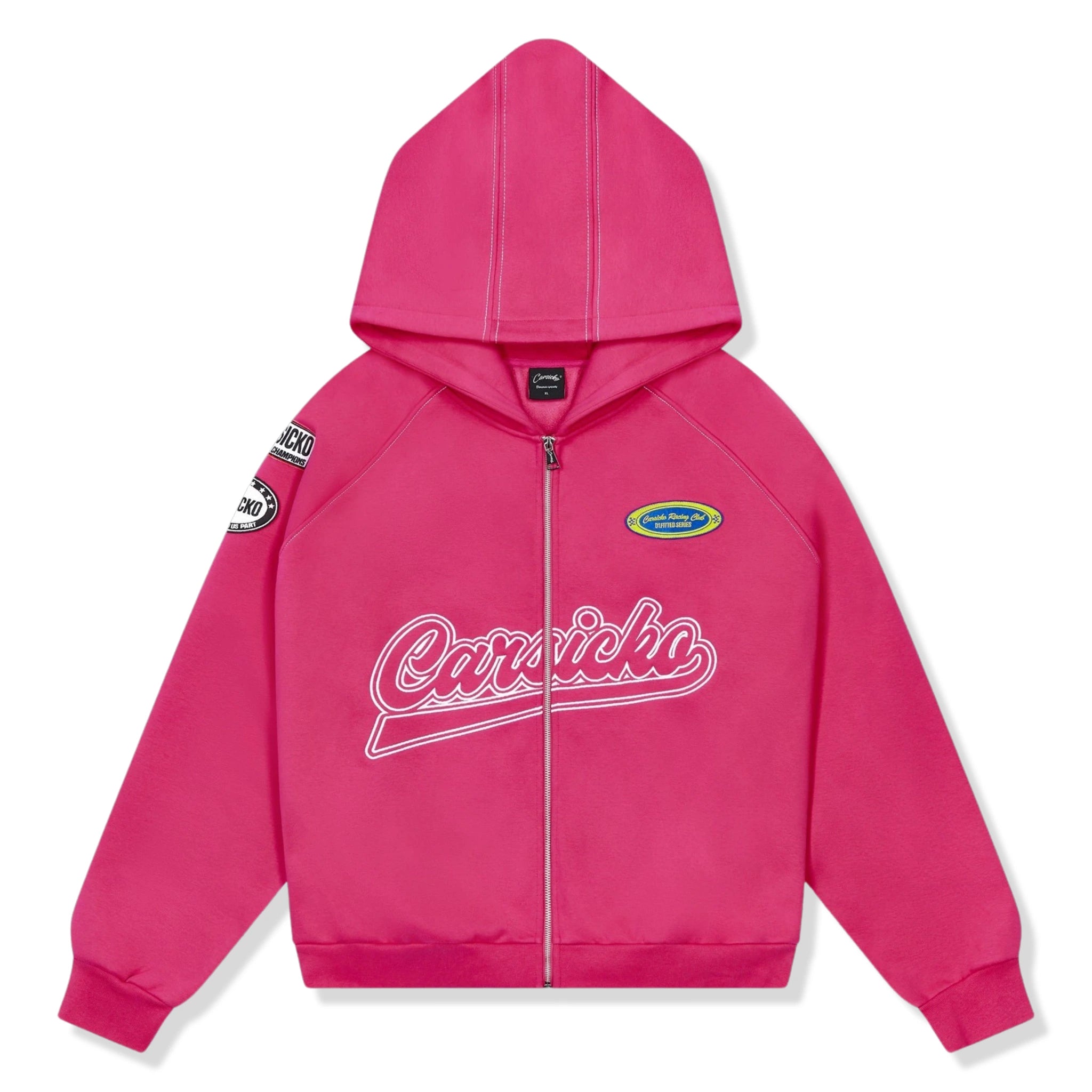 Carsicko Racing Club Pink Hoodie for Women & Men - Soft Cotton Pullover Sweatshirt - Stylish Streetwear for Casual Outfits & Car Enthusiasts